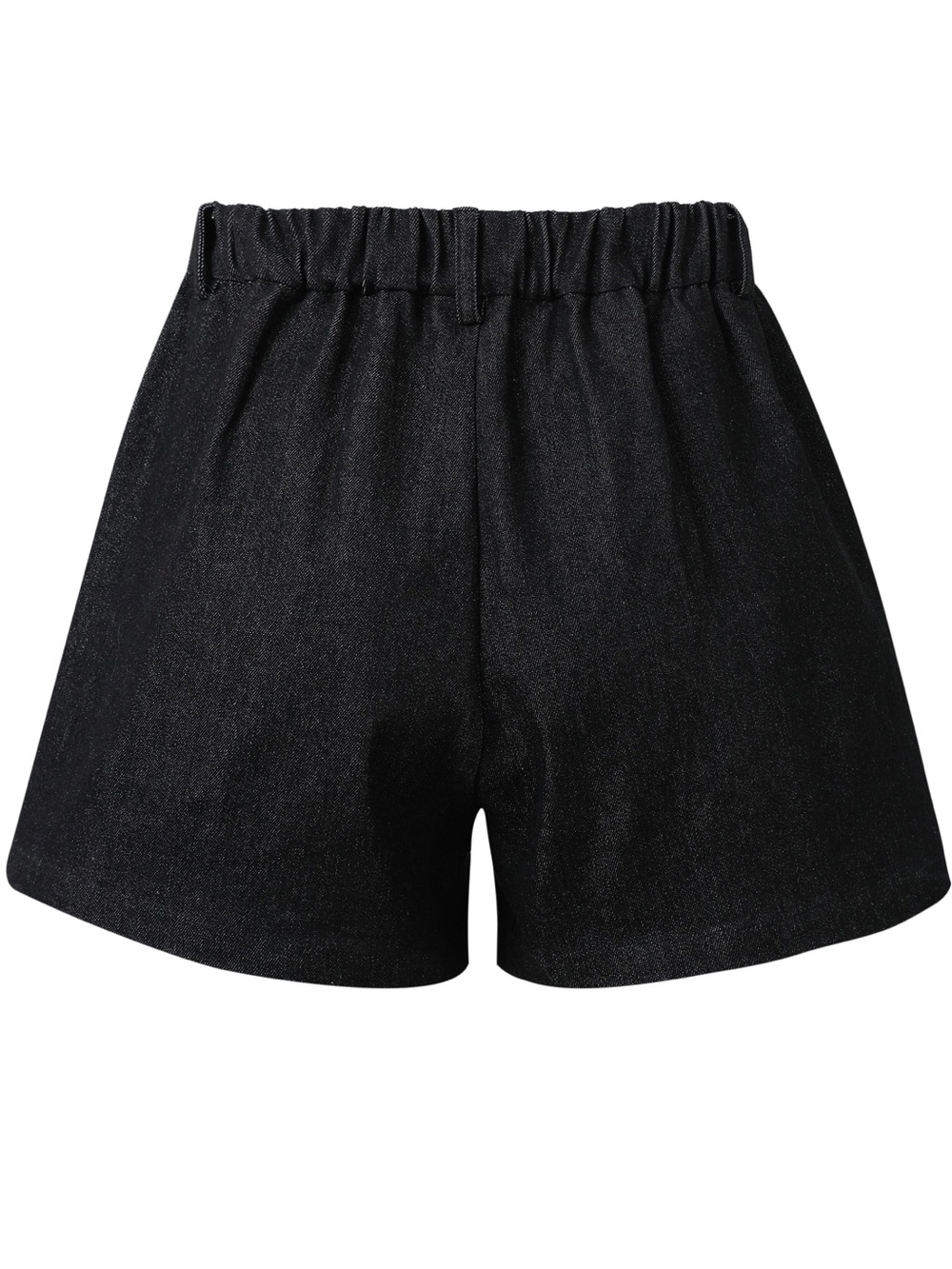 Black Denim Elastic Shorts - Picture 3 of 3
